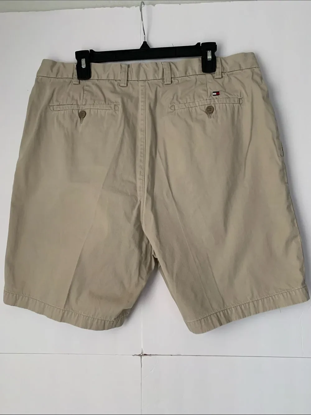Tommy Hilfiger Beige Cotton Chino Khaki Twill Pleated Casual Shorts Size 38